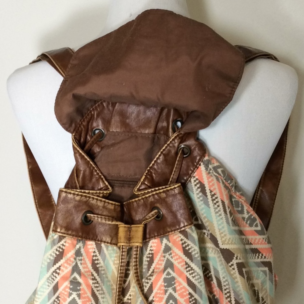 Multicolored Striped/Patterned Drawstring Backpack - image 2